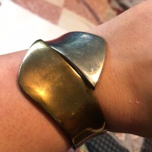 Chunky Two-Tone Metal Cuff Bracelet - Gold & Silver
